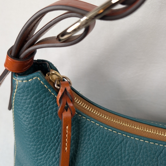 DOONEY & BOURKE Forest Green Pebble Grain Leather Small Hobo Bag Gold Hardware - Picture 7 of 15